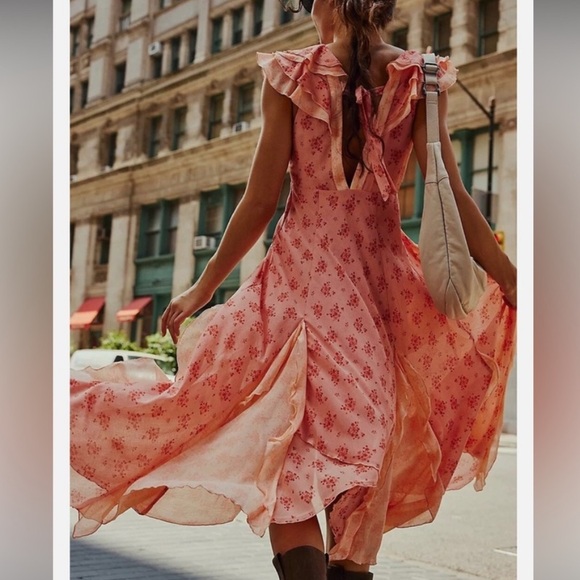 Free People Joaquin Maxi Dress in Peach NWT XL - Picture 5 of 5